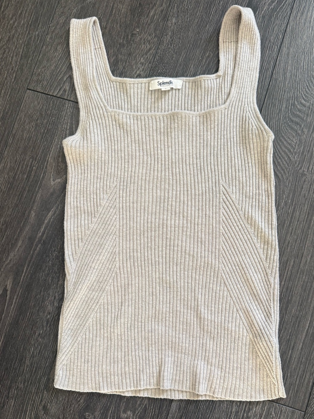 Splendid Neutral Ribbed Square-Neck Tank